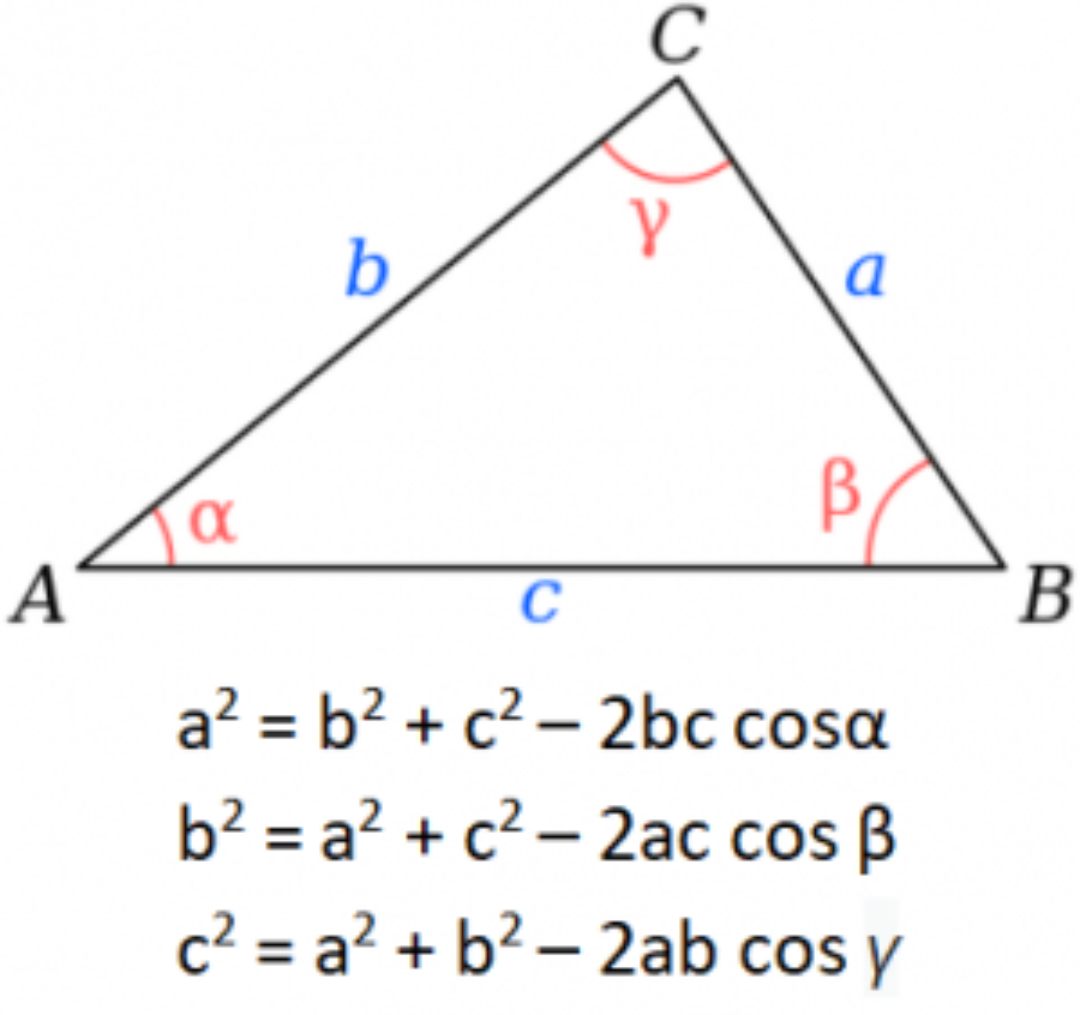 Công thức định lý Cosin trong các bài toán liên quan hình tam giác